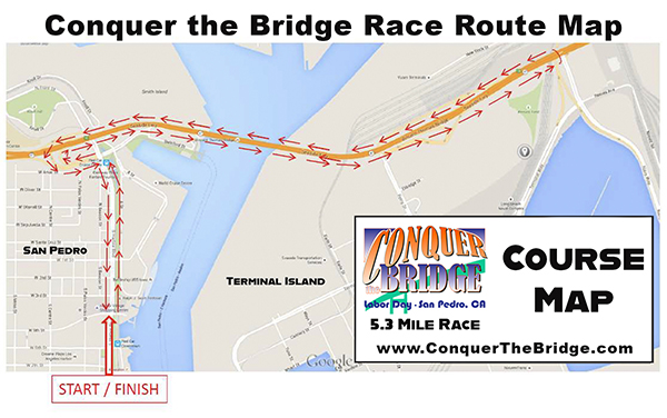 Conquer the Bridge 5.3 Mile Race over the Vincent Thomas Bridge Harbor Blvd Port of Los Angeles, San Pedro, CA